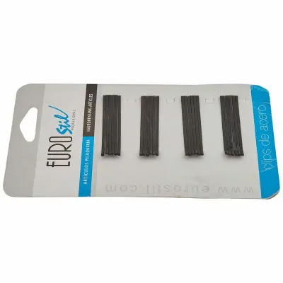 Sponke za lase Eurostil 24 Clips 50 mm Črna (24 pcs)