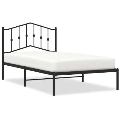 vidaXL Kovinski posteljni okvir z vzglavjem črn 100x190 cm