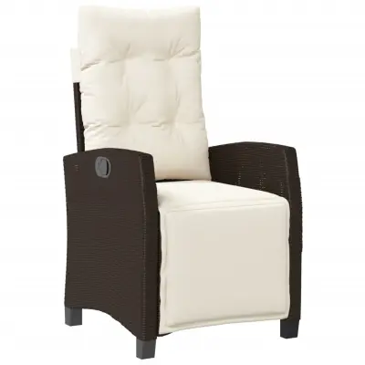 vidaXL Vrtni naslanjač z naslonom za noge rjav poli ratan