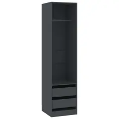 vidaXL Garderobna omara s predali siva 50x50x200 cm iverna plošča