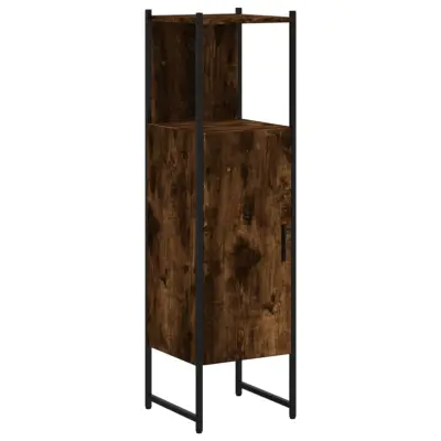 vidaXL Kopalniška omarica dimljeni hrast 33x33x120,5 cm inženirski les