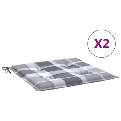 vidaXL Blazine za vrtne stole 2 kosa sive karo 50x50x3 cm oxford