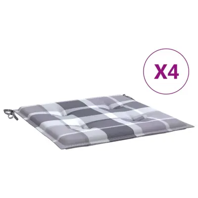 vidaXL Blazine za vrtne stole 4 kosi sive karo 40x40x3 cm oxford