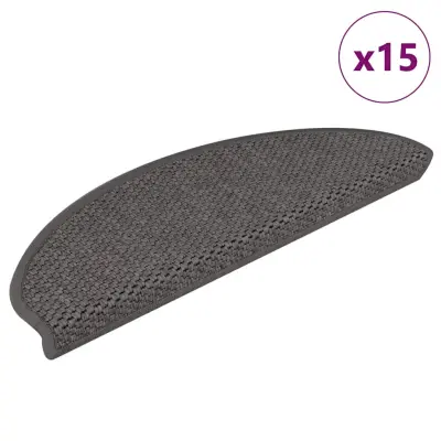 vidaXL Samolepilne preproge za stopnice sisal 15 kosov 65x21x4 srebrne