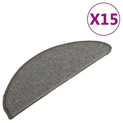 vidaXL Preproge za stopnice 15 kosov sive 65x21x4 cm