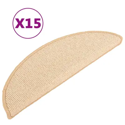 vidaXL Preproge za stopnice 15 kosov krem 65x21x4 cm