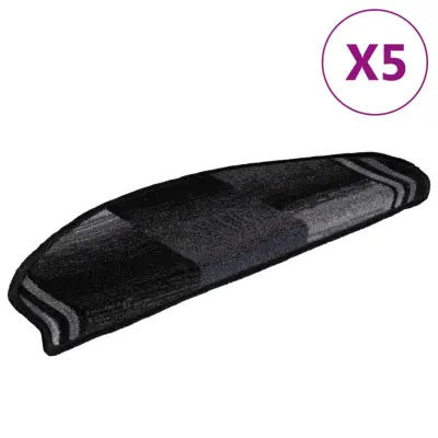 vidaXL Samolepilne preproge za stopnice 5 kosov 65x21x4cm črne in sive