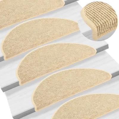vidaXL Samolepilne preproge za stopnice sisal 15 kosov 65x21x4 cm bež