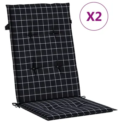 vidaXL Blazine za stole 2 kosa črno karo blago