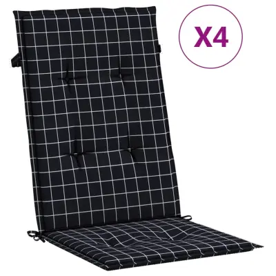 vidaXL Blazine za stole 4 kosi črno karo blago