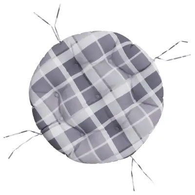 vidaXL Okrogla blazina siva karo Ø 60 x 11 cm oxford tkanina