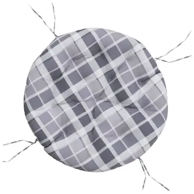 vidaXL Okrogla blazina siva karo Ø 100 x 11 cm oxford tkanina