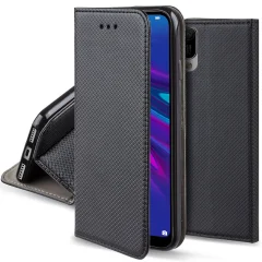MOOZY črna pametna magnetna preklopna torbica za telefon Huawei Y6 2019