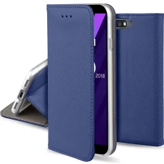 MOOZY temno modra pametna magnetna preklopna torbica za telefon Huawei Y6 2018