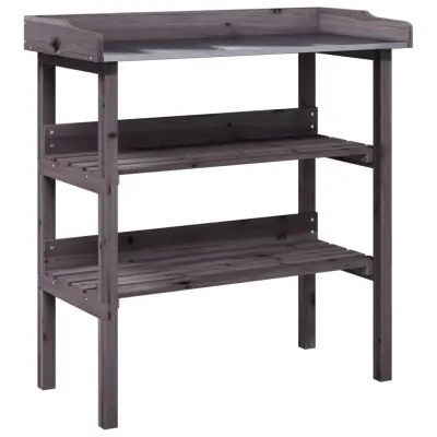 vidaXL Miza za rastline s policami siva 78x38x82,5 cm trden les jelke