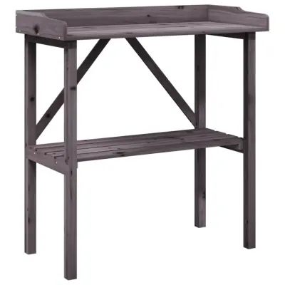 vidaXL Miza za rastline s polico siva 78x38x82,5 cm trden les jelke