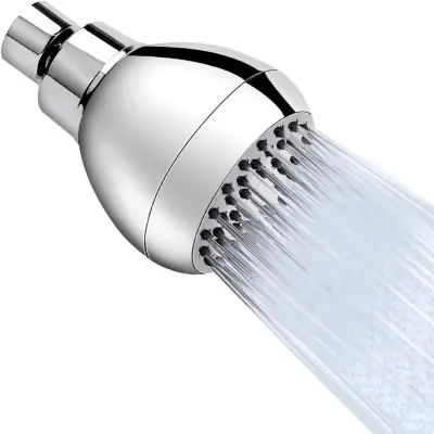 High-Pressure Shower Head 3-Inch Anti-Clog and Leak-proof Fixed Shower Head Chrome Plated with Adjustable Swivel Brass Ball Joint for an effortless an