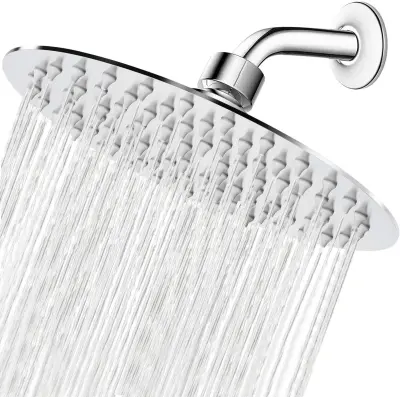 Recent Rain Shower Head, Slim Design - Supercharged, Awesome Experience, High Flow Stainless Steel Rain Shower Head (8 Inch, Chrome)
