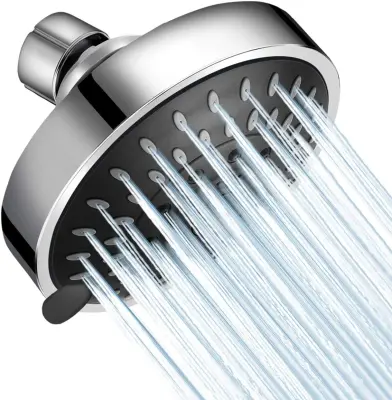 High Pressure Shower Head 5 Settings Fixed Shower Head 4-inch high-flow bathroom shower head with adjustable brass ball joint provides a luxurious sho