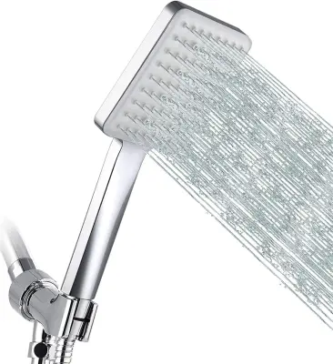Handheld high-pressure shower head with 6 spray patterns/settings Removable shower head with stretchable 59-inch 304 stainless steel hose and multi-an