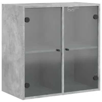 vidaXL Stranska omarica s steklenimi vrati betonsko siva 68x37x75,5 cm