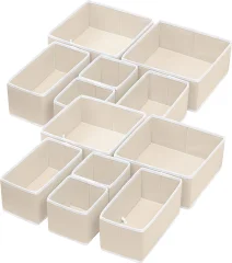 Enostavni gospodinjski predmeti zložljiva škatla za shranjevanje iz blaga omara komoda predal pregrada košara za shranjevanje spodnjega perila in nedrčka, bež