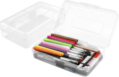 Torbica za svinčnike, velika torbica za svinčnike, 1 paket plastičnih torbic za svinčnike, prozorna torbica za barvice s pokrovom, ki se zaskoči, diza