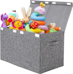 Velika skrinja za igrače s pokrovom, zložljiva robustna škatla za shranjevanje igrač, košara za shranjevanje za otroke, dečke, deklice, otroško sobo, igralnico