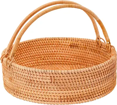 Ovalna prenosna košara za piknik iz ratana. Košara za sadje in zelenjavo. Košara za shranjevanje prigrizkov