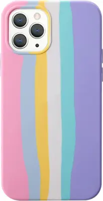 Personalized creative cute rainbow striped liquid silicone protective cover, gradient color, suitable for girls, women, men, red