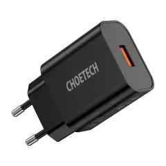 Choetech Q5003 18W omrežni polnilnik USB-A (črn)