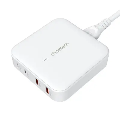 Choetech PD8008 omrežni polnilnik, 2x USB-C, 2x USB-A, GaN, 100 W (bela)