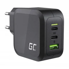 Green Cell GC PowerGaN 65W omrežni polnilnik (2x USB-C Power Delivery, 1x USB-A združljiv s funkcijo Quick Charge 3.0)