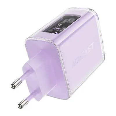 Acefast A45 omrežni polnilec, 2x USB-C, 1xUSB-A, 65W PD (vijolične barve)