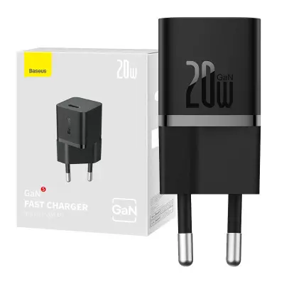 Baseus GaN5 20W mini omrežni polnilec (črn)