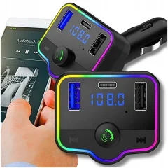 LED RGB avto FM oddajnik MP3 bluetooth 5.0 in polnilec 2x USB 3.0 12-24V