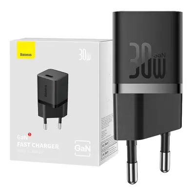 Baseus GaN5 30W mini omrežni polnilec (črn)