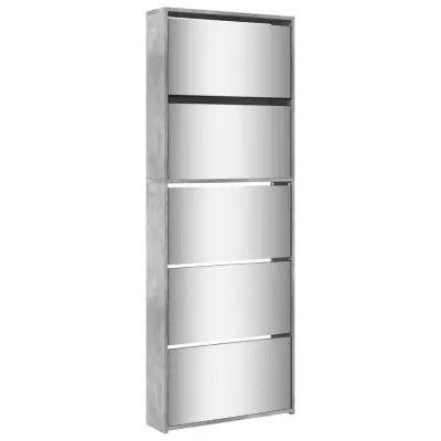 vidaXL Omarica za čevlje z ogledalom 5-nadstropna siva 63x17x169,5 cm