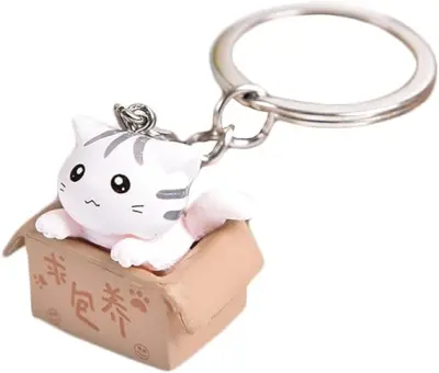 Cartoon cat keychain chain pendant creativity please support children cat keychain girl car keychain bag wallet accessories