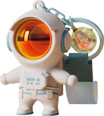 Cool Astronaut Kawaii Keychain with Sunset Light Women Men Cute Keychain Backpack Pendant Car Keychain