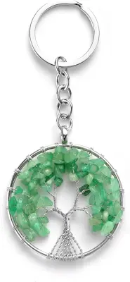 Tree of life keychain natural crystal stone keychain pendant necklace