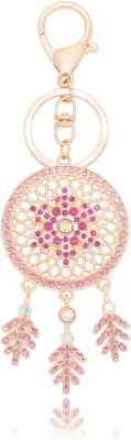Shiny gold-plated colorful rhinestone bow women's keychain, key bag handbag backpack charm