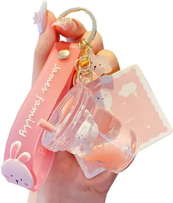 Cute Keychain Animal Liquid Floating Kawaii Keychain Backpack Pendant Pendant Wrist Keychain For Girls Women