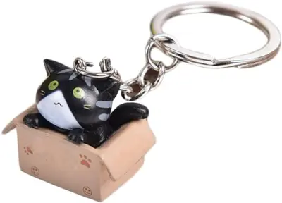 Cartoon cat keychain chain pendant creativity please support children cat keychain girl car keychain bag wallet accessories