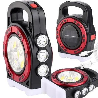 3v1 aku. solarna LED COB ročna svetilka 2400mAh USB powerbank