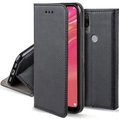 MOOZY črna pametna magnetna preklopna torbica za telefon Huawei Y7 2019, Huawei Y7 Prime 2019