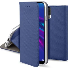 MOOZY temno modra pametna magnetna preklopna torbica za telefon Huawei Y6 2019