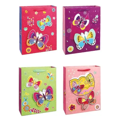 Darilna vrečka 3D 24x8x18cm metulji