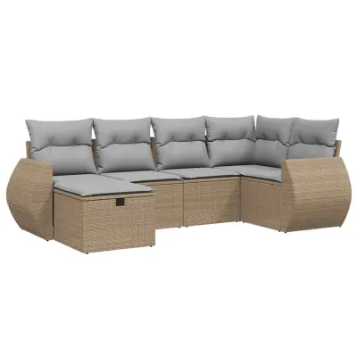 vidaXL Vrtna sedežna garnitura 6-delna z blazinami bež poli ratan