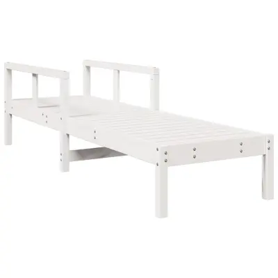 vidaXL Ležalnik bel 199,5x62x55 cm trdna borovina
